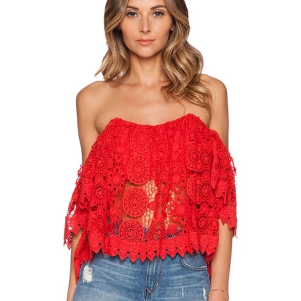 Tularosa Amelia Lace Off-the-Shoulder Blouse- S
